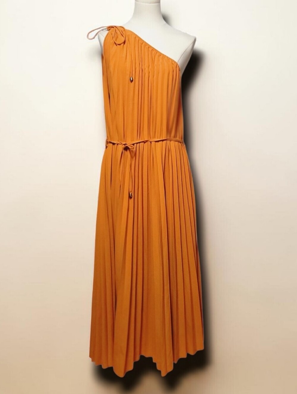 BTFBM - XL Orange One-Shoulder Pleated Midi Dress - Picture 7 of 12
